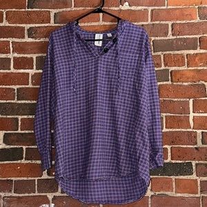 ASOS Collusion hoodie purple and pink plaid with buttons, size 0